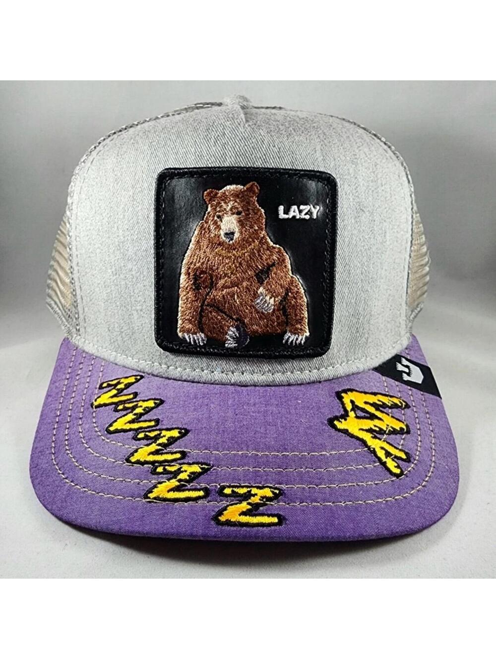 Goorin Animal Farm Trucker Hat Lazy MEH ZZZ Grizzly Brown Dancing Bear #5473